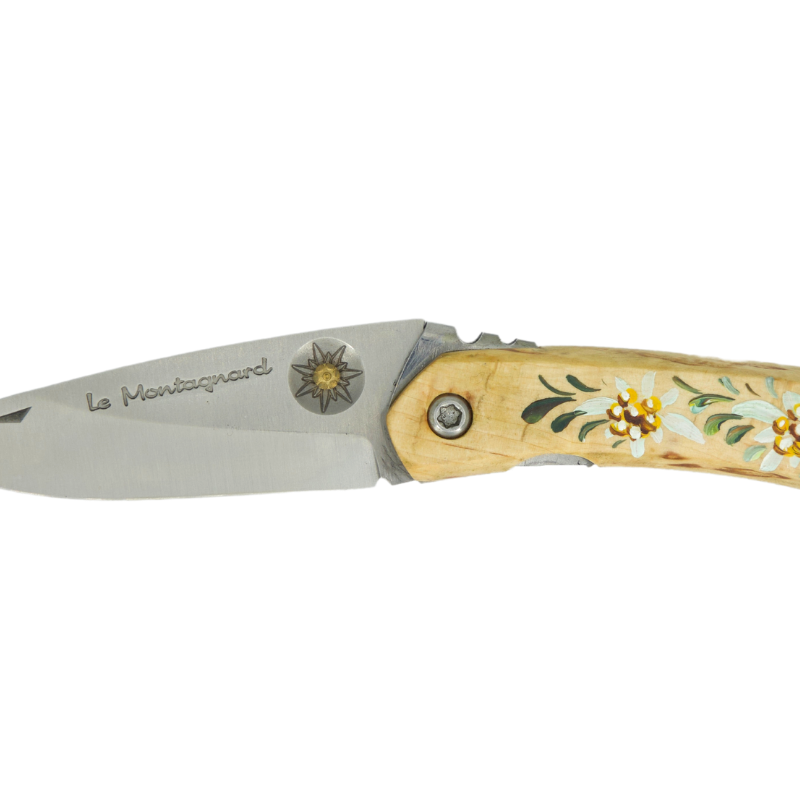 Couteau "Le Montagnard" manche Bouleau Nordique Edelweiss